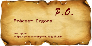 Prácser Orgona névjegykártya